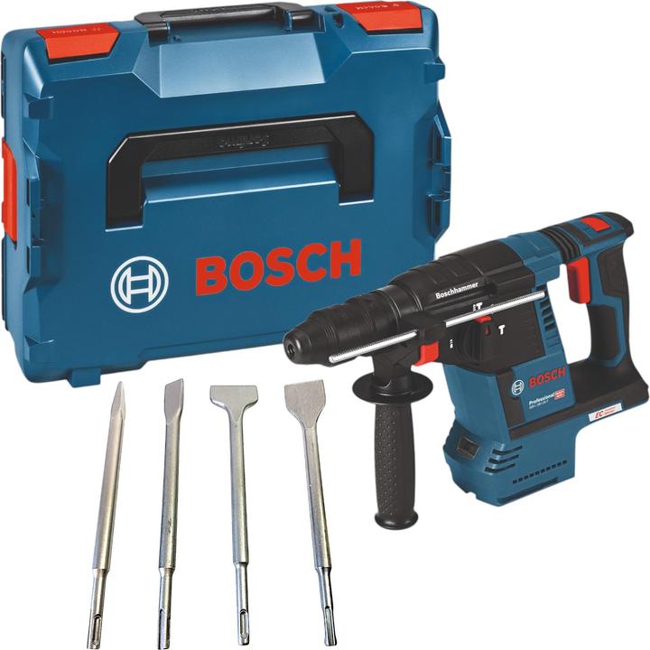 Produktbild Bosch Professional Bosch GBH 18V-26 Professional Akku Bohrhammer 18 V 2,6 J SDS plus Brushless + 4 tlg. Meissel Set + (Akkubetrieb)
