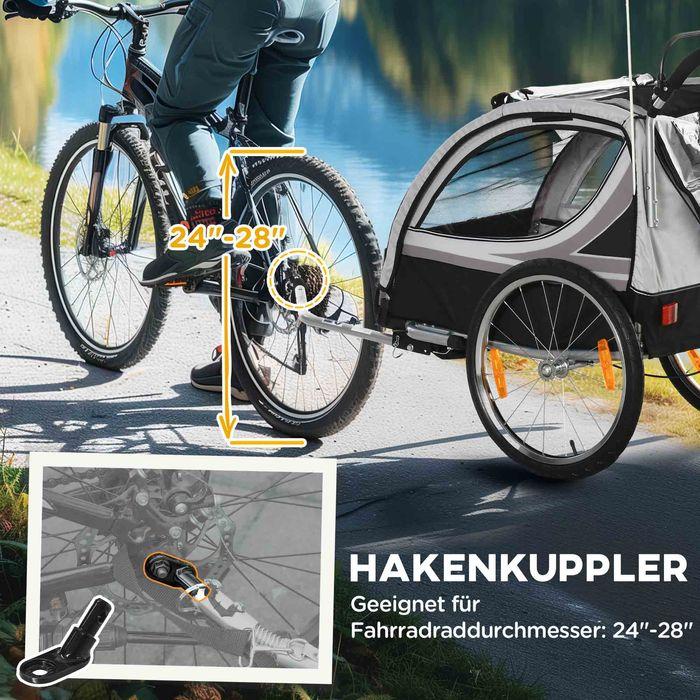 Immagine prodotto Swisshandel24 2 in 1 Kinderanhänger klappbar Fahrradanhänger mit abnehmbarem Vorderrad Grau
