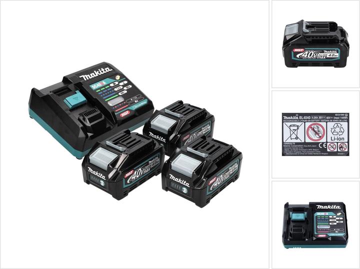 Productafbeelding Makita Power Source Kit 40 V max. met 3x BL 4040 accu 4.0 Ah XGT ( 3x 191B26-6 ) + DC 40 RA Snel (40 V)
