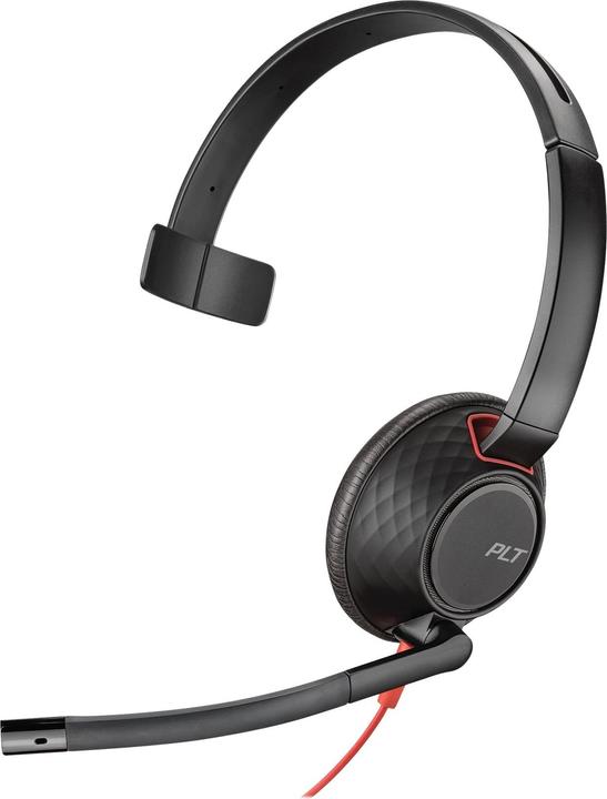 Produktbild Poly Blackwire 5210, Kopfhörer, Kopfband, Calls/Music, Schwarz, Rot, Monophon, Knopf (Kabelgebunden, USB-C)