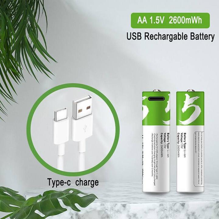 Image du produit PhoneLook Pack de 4 piles AA Lithium-Ion rechargeables en USB-C (câble inclus) (4 pcs, AA)