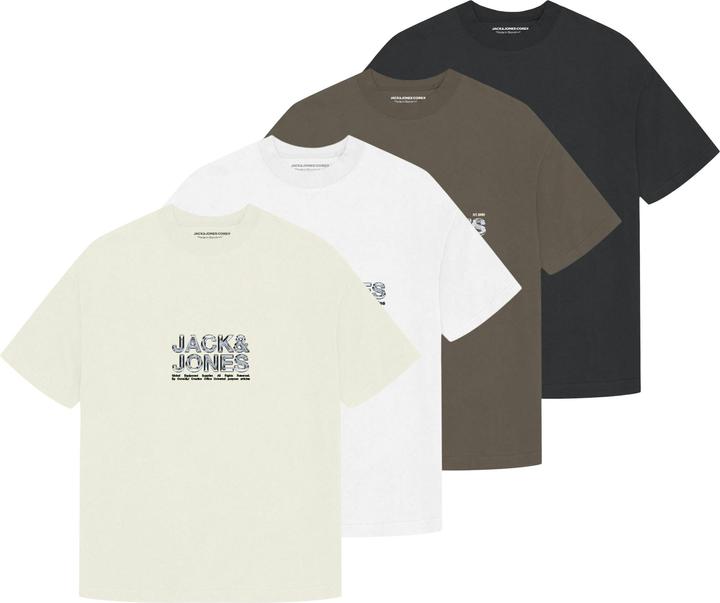 Jack & Jones T-Shirt Casual Bequem sitzend JCODYNAMIC BRANDING TEE CREW 4PK