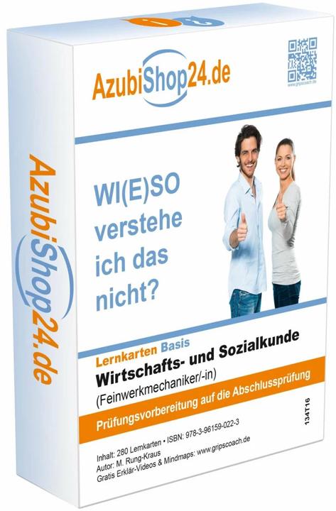 Produktbild Wirtschafts- und Sozialkunde Feinwerkmechaniker Prüfungsvorbereitung Wiso Prüfung. Lernkarten (Deutsch, Michaela Rung-Kraus, Daniel Becker, 2024)