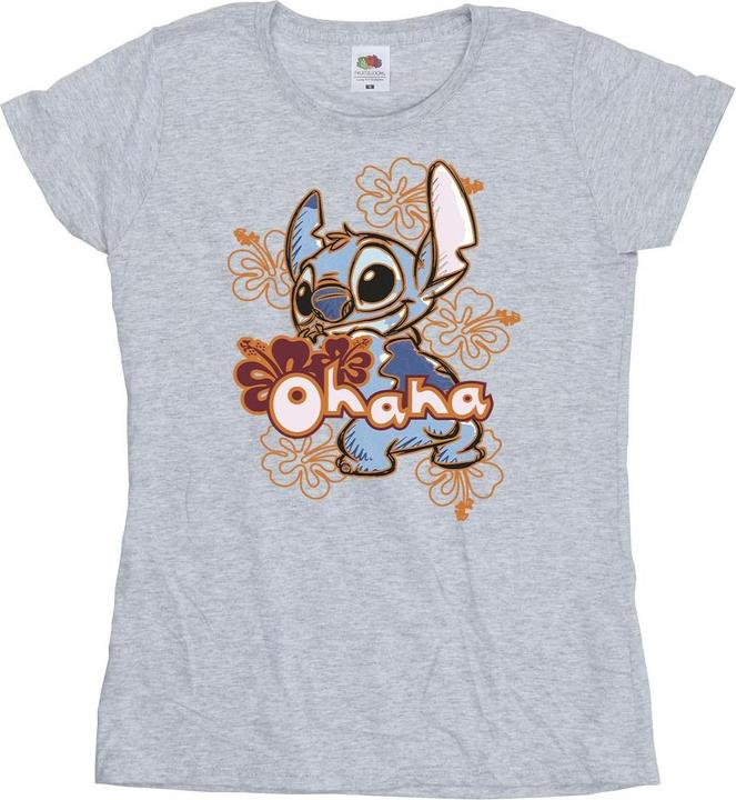 Image du produit Disney - T-shirt LILO AND STITCH OHANA ORANGE HIBISCUS - Femme (XXL)