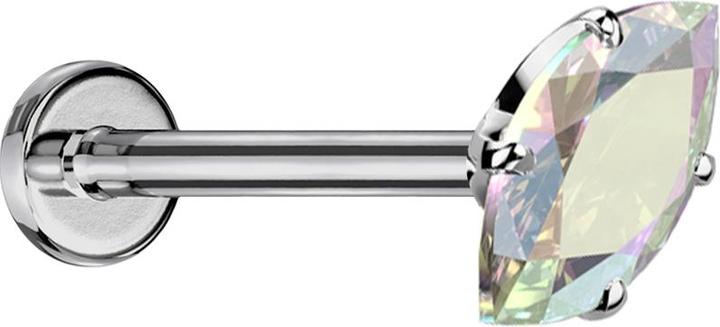 Actual product image Star Piercing Micro Threadless Labret silber mit Oval Kristall multicolor gefasst (without brass, Titanium G23)
