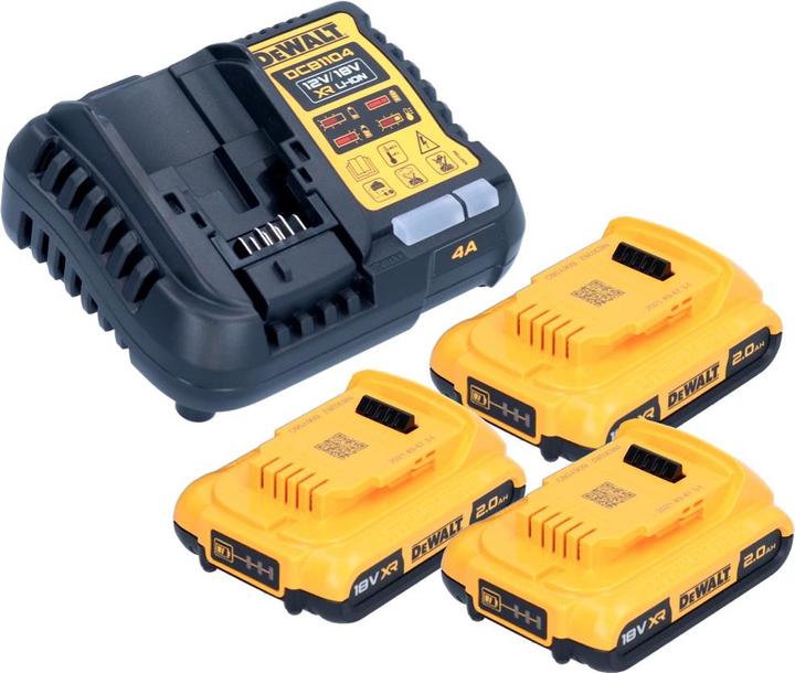 Productafbeelding DeWalt DCB 1104 D3 Accu Start Set 12 V / 18 V 3x Accu 2.0 Ah + DCB 1104 Lader (18 V)