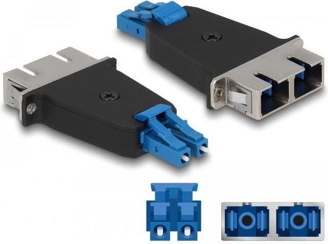 Immagine prodotto Delock Accoppiamento ibrido in fibra ottica LC duplex maschio a SC duplex femmina blu (CAT6, 0.07 m)
