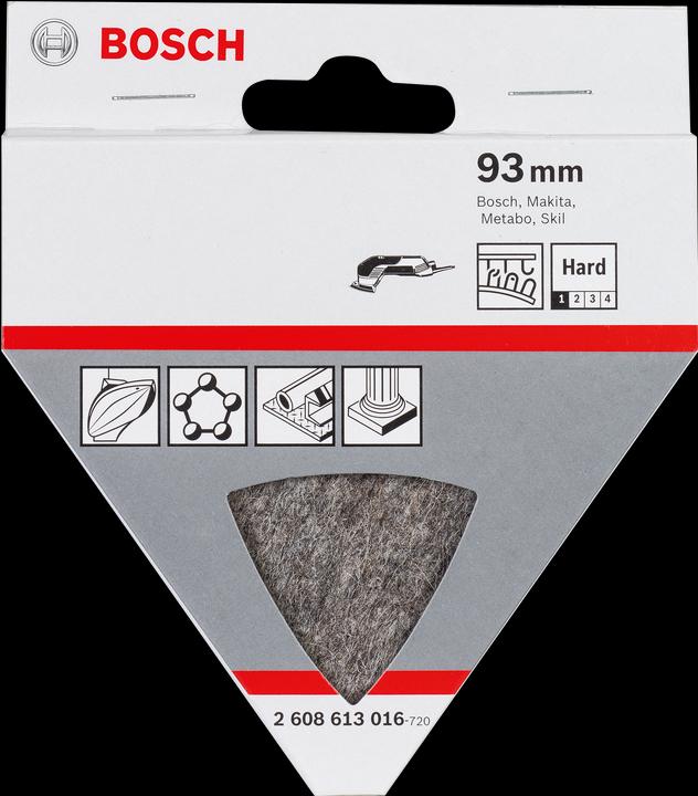 Produktbild Bosch Professional Zubehör Polierfilz für Dreieckschleifer und Multi-Cutter, hart, Klett, 93 mm (Hart)