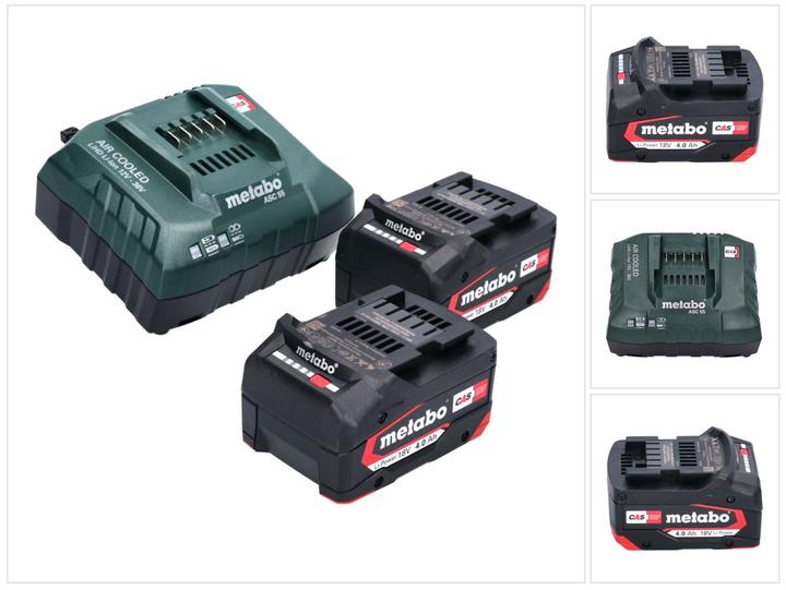 Metabo Kit de base 2x batterie Li-Power 18 V 4,0 Ah CAS Li-Ion ( 2x 625027000 ) + chargeur ASC 55 (18 V)