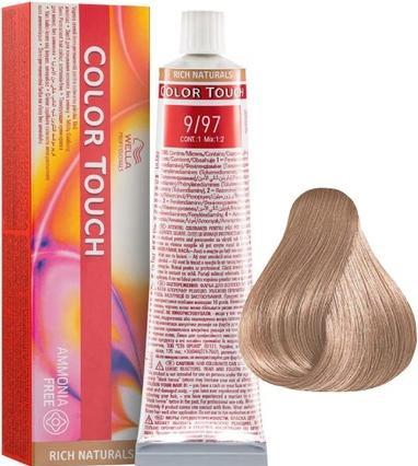 Actual product image Wella 9/97 Blonde Very Clear Cendre Colour Touch Rich Naturals Ammonia Free 60ml
