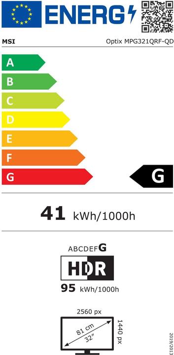 Energie-Label MSI Optix MPG321QRFDE-QD (2560 x 1440 Pixel, 32")