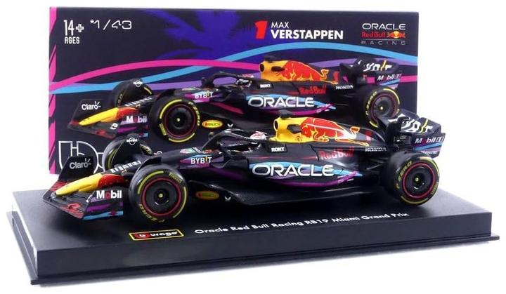 Image du produit Bburago Diecast 1:43 Formula Racing in Acrylic Box Red Bull RB19 Miami GP #Max Verstappen Ages 14+