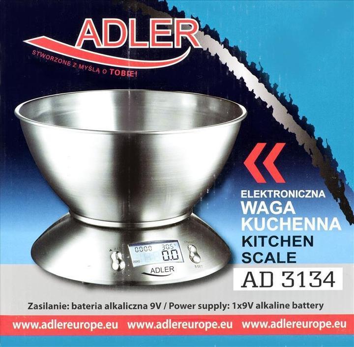 Actual product image Adler AD 3166 Kitchen Scale Stainless Steel Worktop Oval Electronic Kitchen Scale