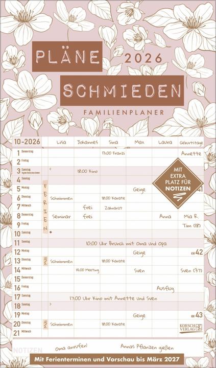 Image du produit Premium Familienplaner Pläne schmieden 2026 (27 x 46 cm, Allemand)