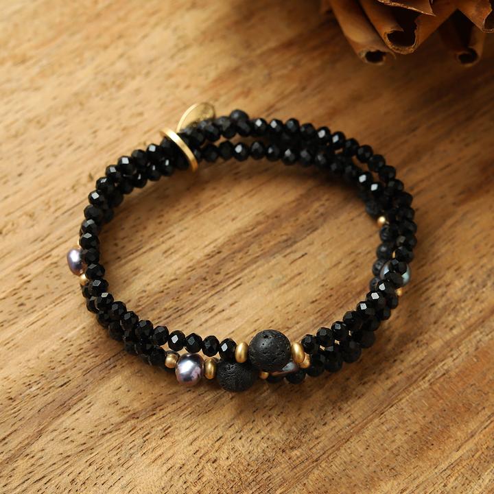 Image du produit Andreani Bracelet avec amazonite véritable (80 cm, Pierres, Nude, Verre, Marron, Métal)