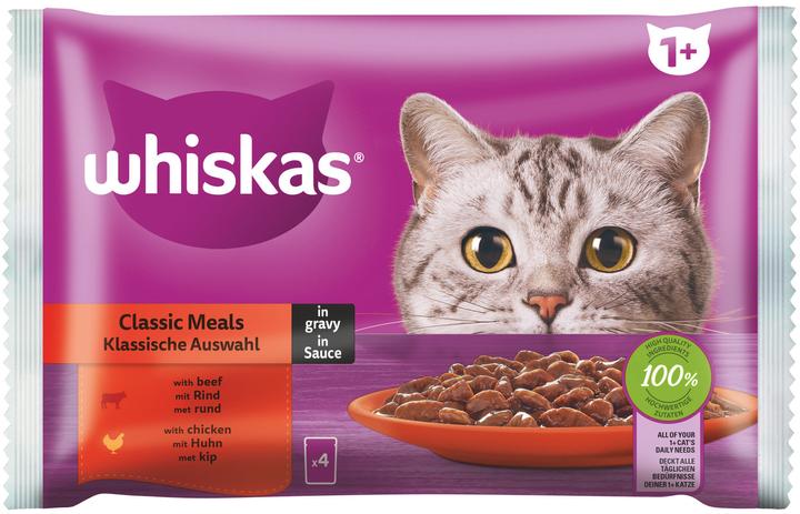 Produktbild Whiskas Portionsbeutel Multipack 1+ Klassische Auswahl in Sauce (Adult, 13 Stk., 4420 g)