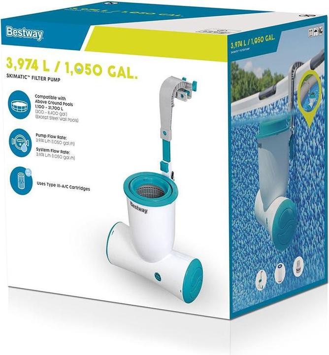 Immagine prodotto Bestway Skimatic 2-in-1 Einhängeskimmer/ Filterpumpen-Kombination 3.974 l/h