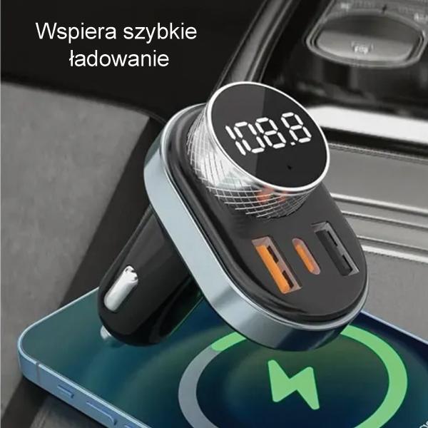 Image du produit Awei zestaw głośnomówiący C-843 z transmiterem FM, Bluetooth 5.0, MP3, 1xUSB+1xUSB-C czarny/black