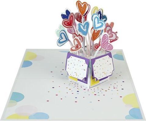 MU Classic 3D Pop-Up Geburtstags Glückwunschkarte - Ballonherzen (1 Stk.)