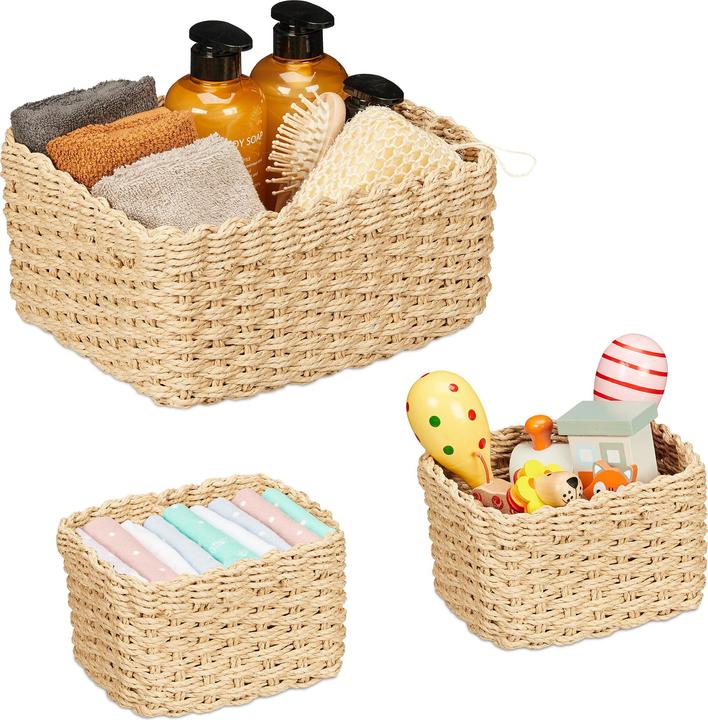 Produktbild Relaxdays 3-tlg. Aufbewahrungskorb-Set (1 x, 29 x 22 x 14 cm)
