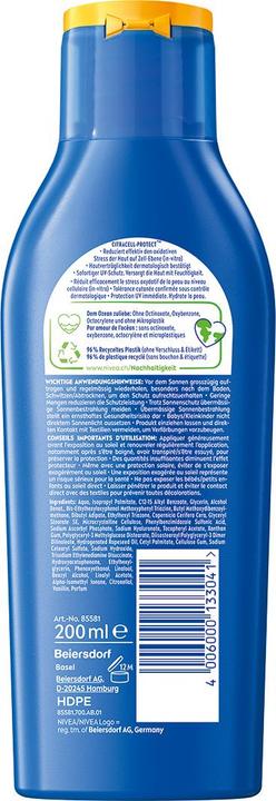 Actual product image NIVEA Protect and Moisture (Suntan lotion, SPF 30, 200 ml)