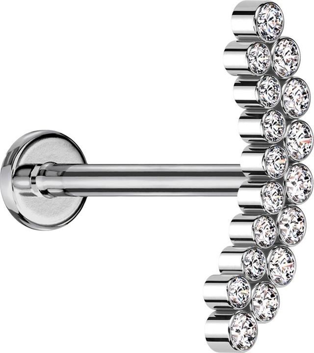 Produktbild Star Piercing Micro Labret Innengewinde silber doppelreihe gebogen Kristalle silber (ohne Messing, Titan G23)