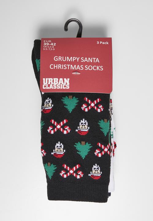 Actual product image Urban Classics Grumpy Santa Christmas Socks 3-Pack - 12943 (pack of 3, 47 - 50)