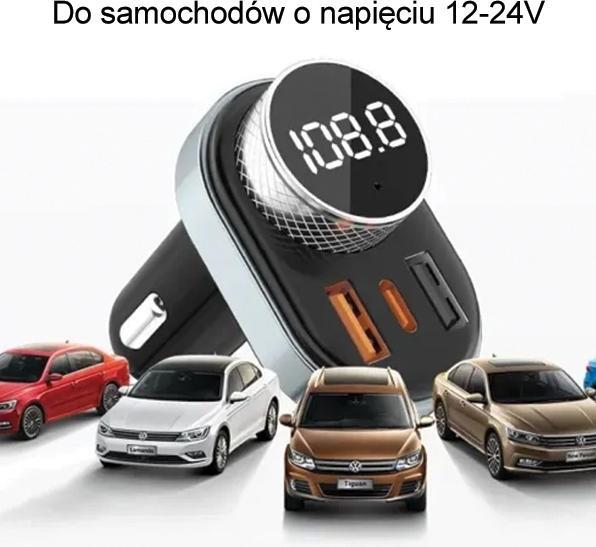 Image du produit Awei zestaw głośnomówiący C-843 z transmiterem FM, Bluetooth 5.0, MP3, 1xUSB+1xUSB-C czarny/black