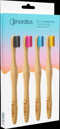 Productafbeelding Nordics Eco Tandenborstels Bamboe - Economy Pack - 4x Volwassenen (Zacht, 4 x)