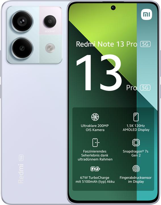 Xiaomi Redmi Note 13 Pro 5G (256 Go, Pourpre Aurora, 6.67", Double SIM, 200 Mpx, 5G)