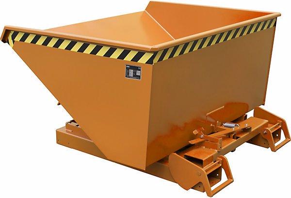 Actual product image eurokraft pro Automatic tilting skip, capacity 0.6 m³, orange RAL 2000. (600 l)