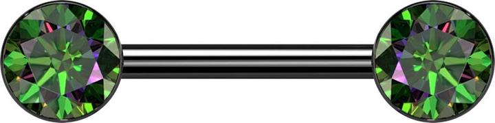Produktbild Star Piercing Barbell Threadless schwarz mit zwei Halbkugeln schwarz Kristall dunkel multicolor (ohne Messing, Titan G23)