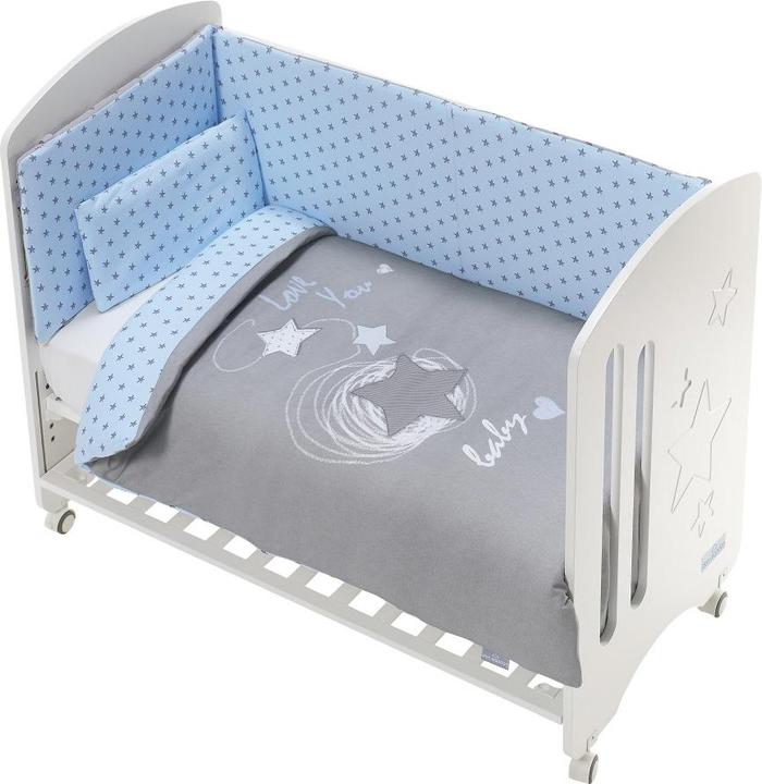 Produktbild Don Algodon SET 3STK. GROSS KINDERBETT 70X140: DAUENDECKE+NESTCHEN+KISSEN - BAUMWOLLE JERSEY--BLAU (70 x 140 cm)