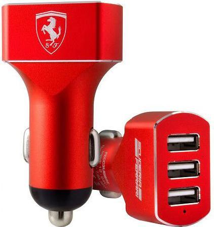 Immagine prodotto Ferrari Caricabatterie da auto in alluminio statinato 3 USB rosso