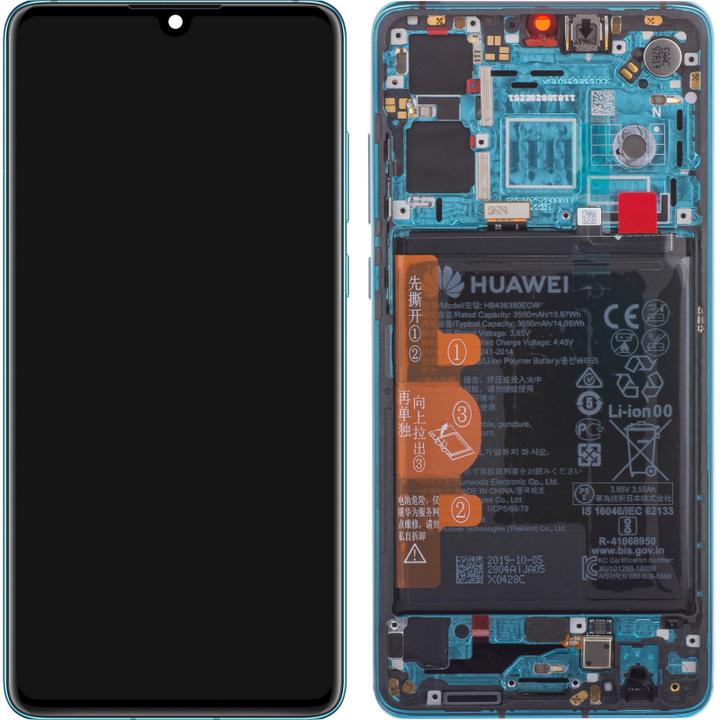 Huawei LCD + Touch + Frame + Battery für ELE-L29, ELE-L09 P30 - aurora blue - New Version (Display, Huawei P30)