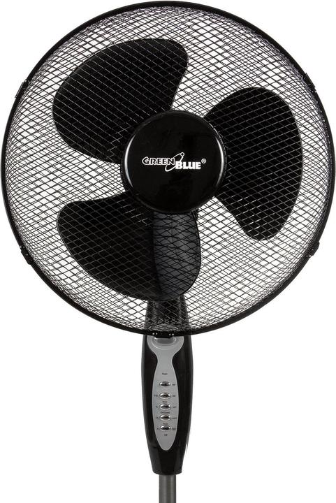 Actual product image Greenblue floor fan, 40W, 3 airflow levels, 1.25m height 1.5m cord, with remote control and timer up to 7.5 ho (53 dB)