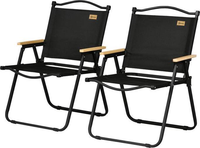 Swisshandel24 Campingstuhl 2er Set faltbarer Gartenstuhl mit Stahlrahmen, Klappsessel für Pool, schwarz