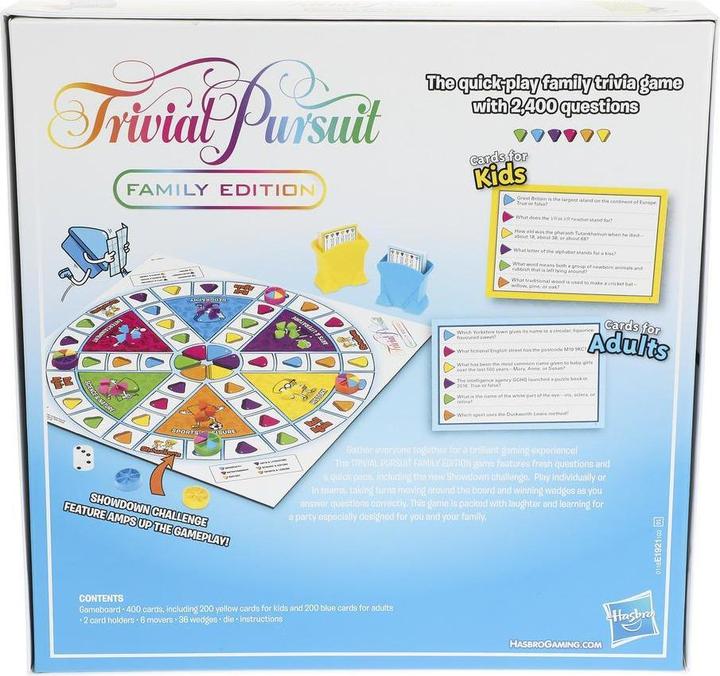 Produktbild Hasbro Trivial Pursuit Family Edition Brettspiel Trivia (Dänisch)
