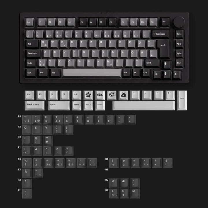 Actual product image Akko MonsGeek M1 V5 VIA Black & Silver Keyboard ISO-DE/UK/Nordic layout Rosewood Switch (DE, Cable, Wireless)