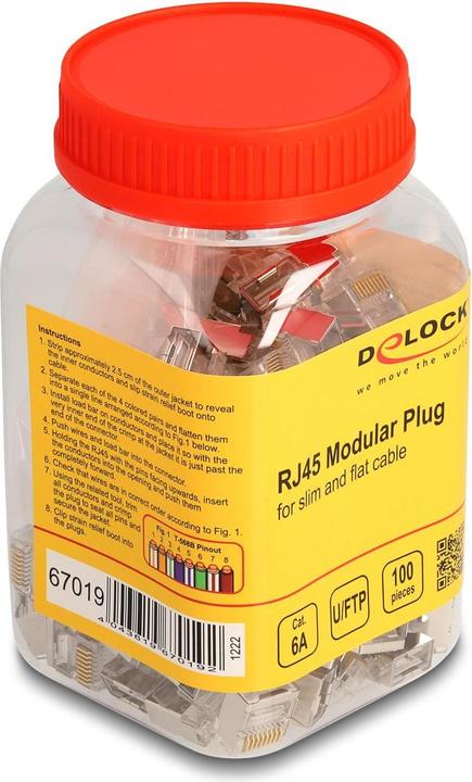 Produktbild Delock RJ45 Modularer Stecker Cat.6A für Slim und Flachbandkabel 100er Set (Netzwerkkabel Stecker)