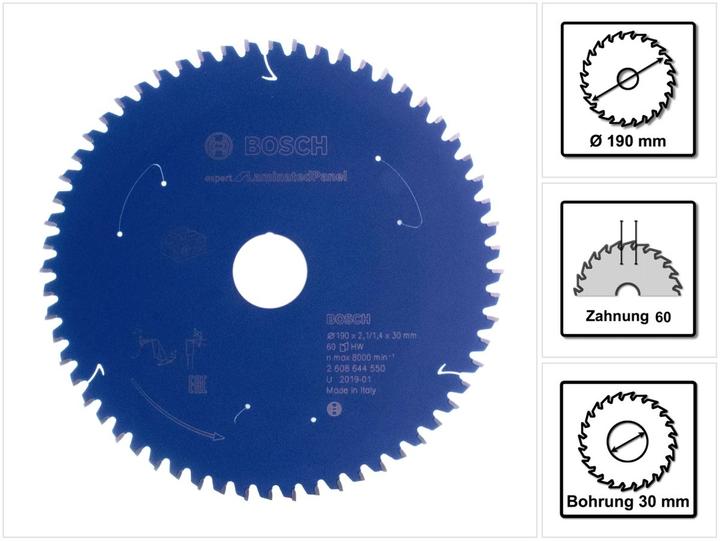 Actual product image Bosch Professional Zubehör Circular saw blade Expert for Laminated Panel, 190 x 2.1/1.4 x 30, 60 teeth