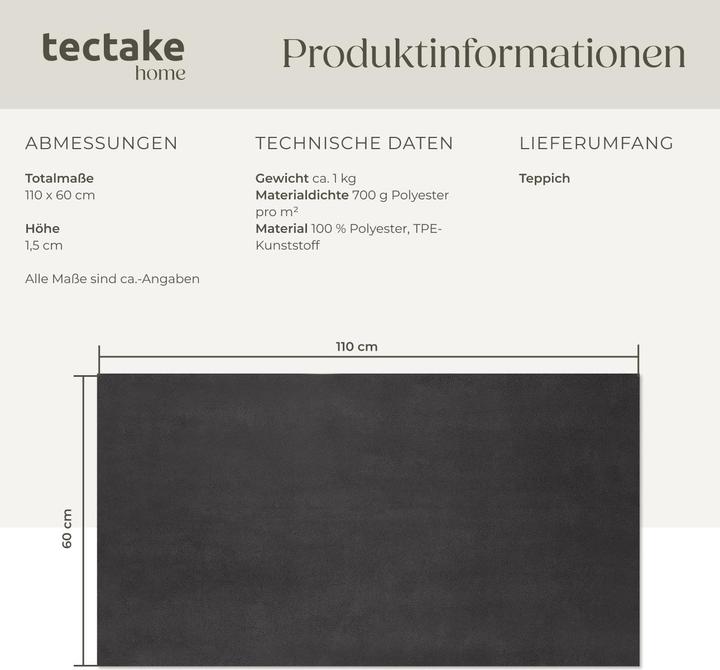 Immagine prodotto tectake Tappeto a pelo corto Soft Zone (60 x 110 cm)