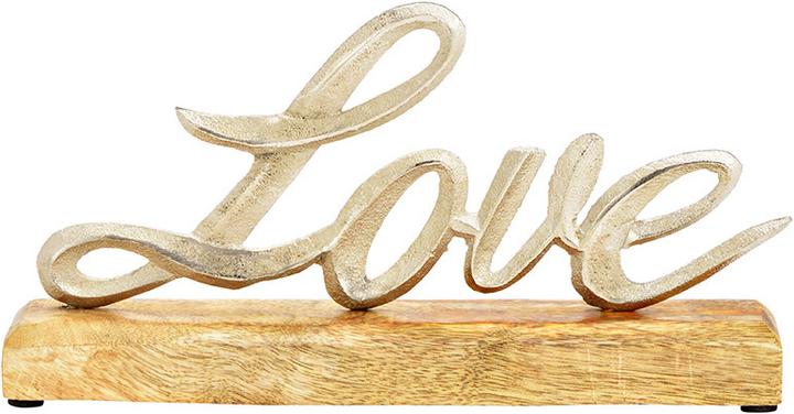 Image du produit G. Wurm Présentoir Lettre, Love, sur socle en bois de manguier, en métal argenté (L/H/P) 25x13x5cm