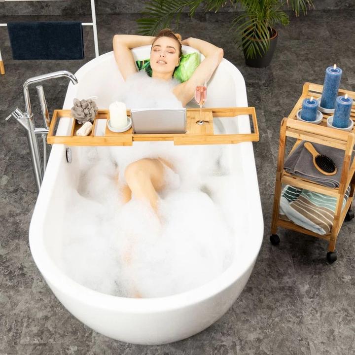Actual product image Ruhhy Adjustable Bamboo Eco Bathroom Shelf