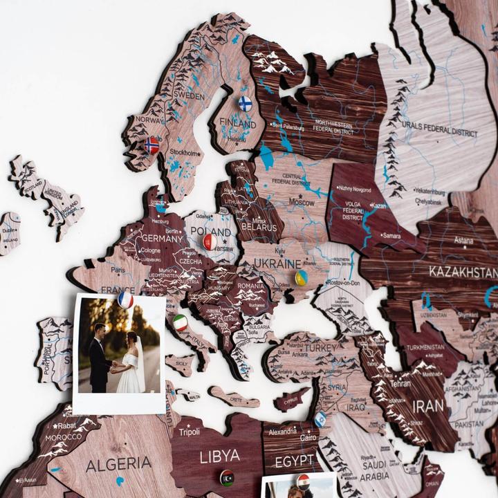 Immagine prodotto Enjoy The Wood Mappa del mondo in 3D (120 x 200 cm)