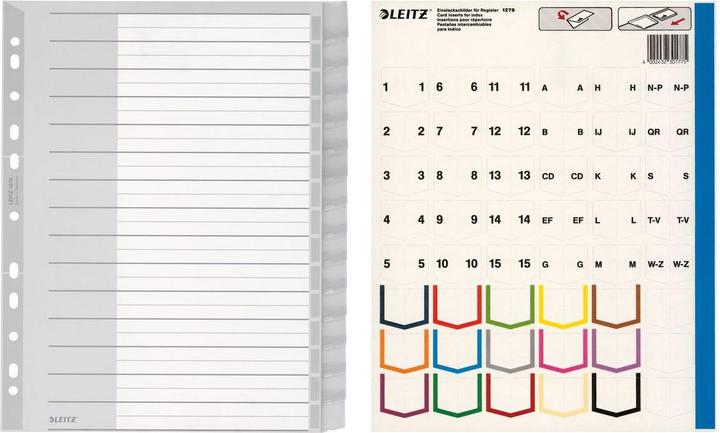 Produktbild Leitz Kunststoff-Register, blanko, A4 Überbreite, 15-teilig