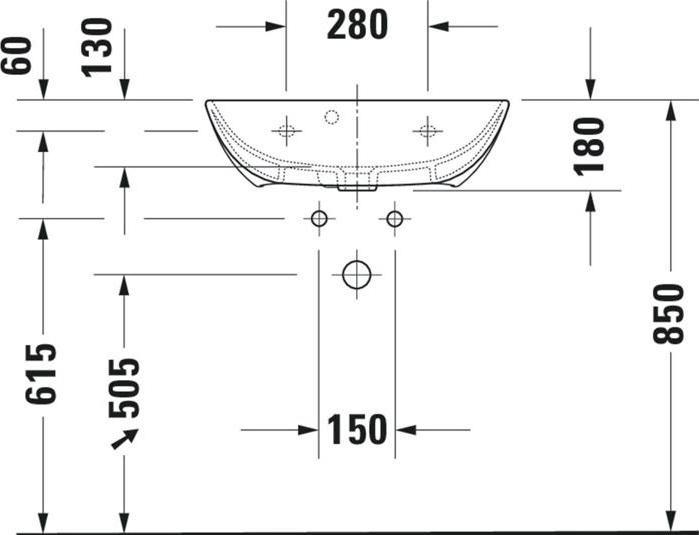 Produktbild Duravit Waschtisch ME by Starck compact m ÜL m HLB 600x400mm 1 Hahnloch weiss (400 mm, 600 mm)