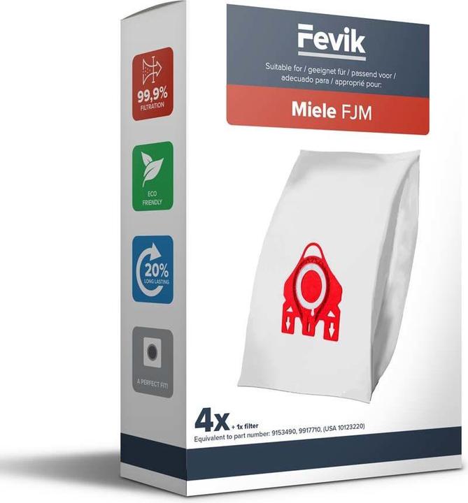 Immagine prodotto Flickbee 4 sacchetti premium per aspirapolvere come Miele tipo FJM 3-D Pro - sostituiscono 9153490, 9917710