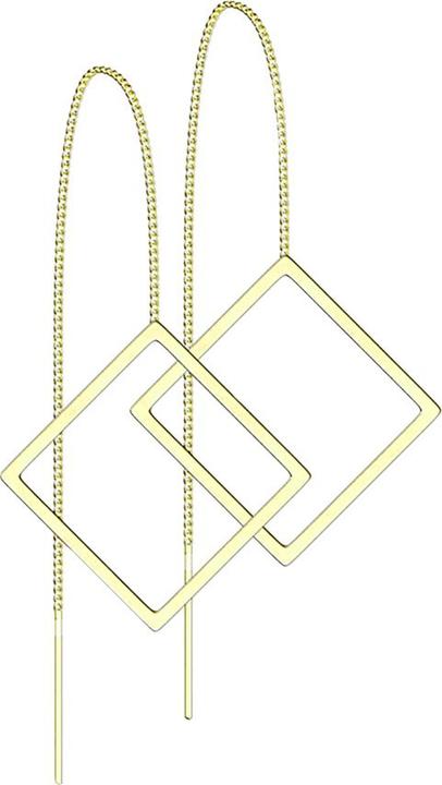 Actual product image Star Piercing Stud Earrings Gold Plated Free Falling Chain with Square (without brass, Surgical steel 316L)