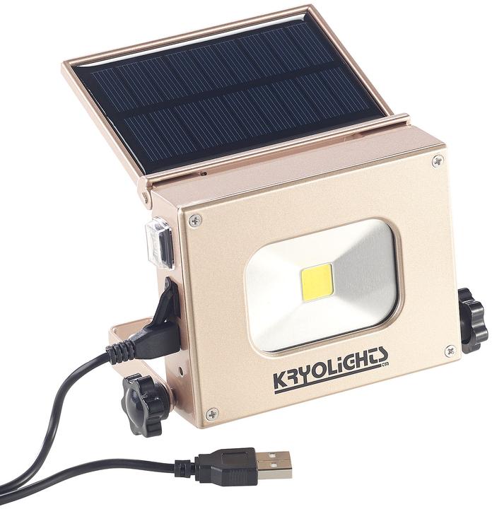 Immagine prodotto KryoLights Proiettore LED 2in1 con powerbank e pannello solare (4000 mAh, 5 W, 14800 Wh)